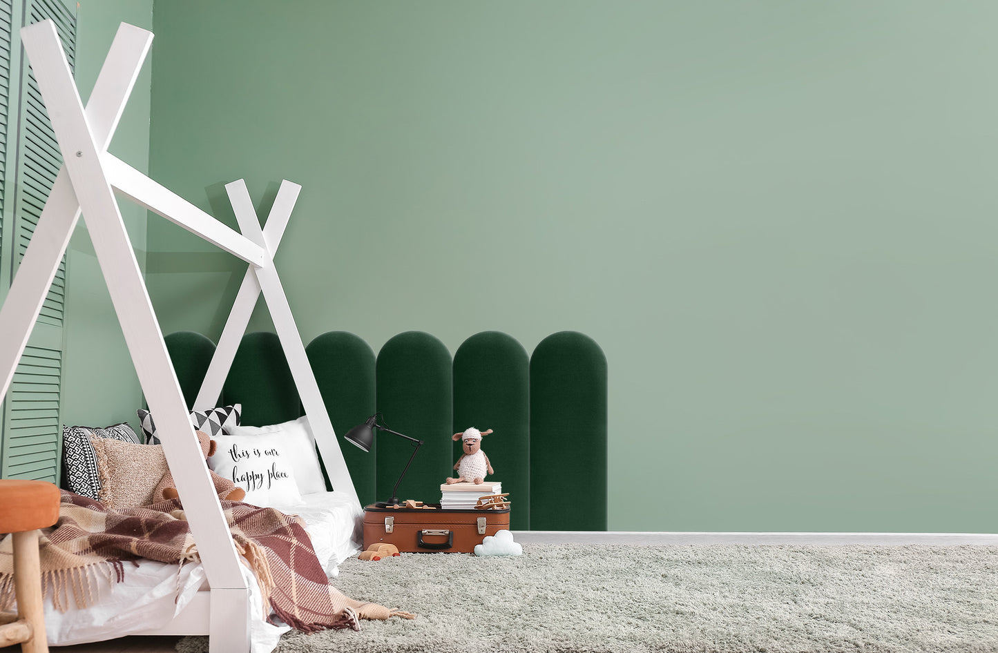 Upholstered Panel Bottle Green 30cm