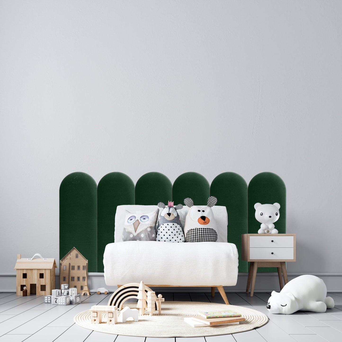 Upholstered Panel Bottle Green 30cm