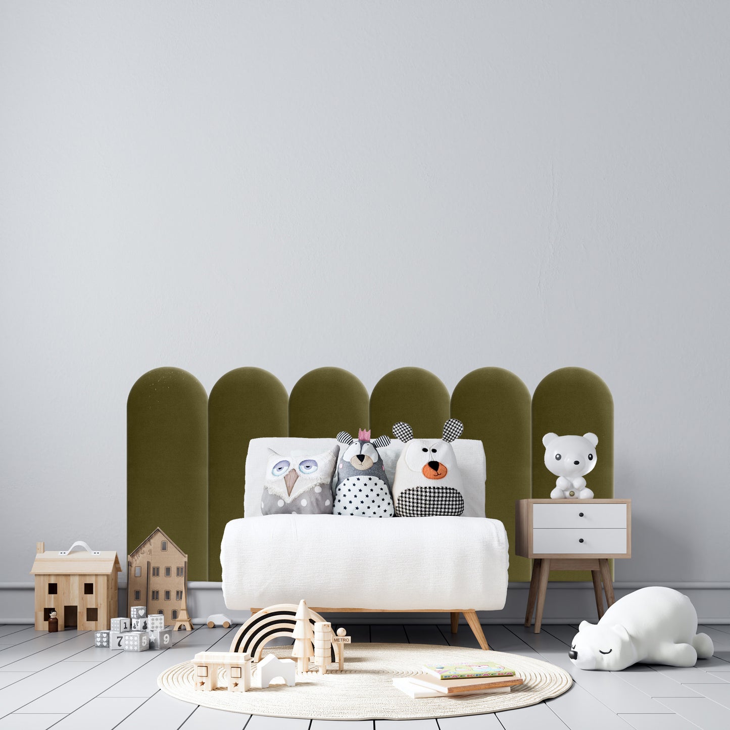 Upholstered Panel Khaki 30cm