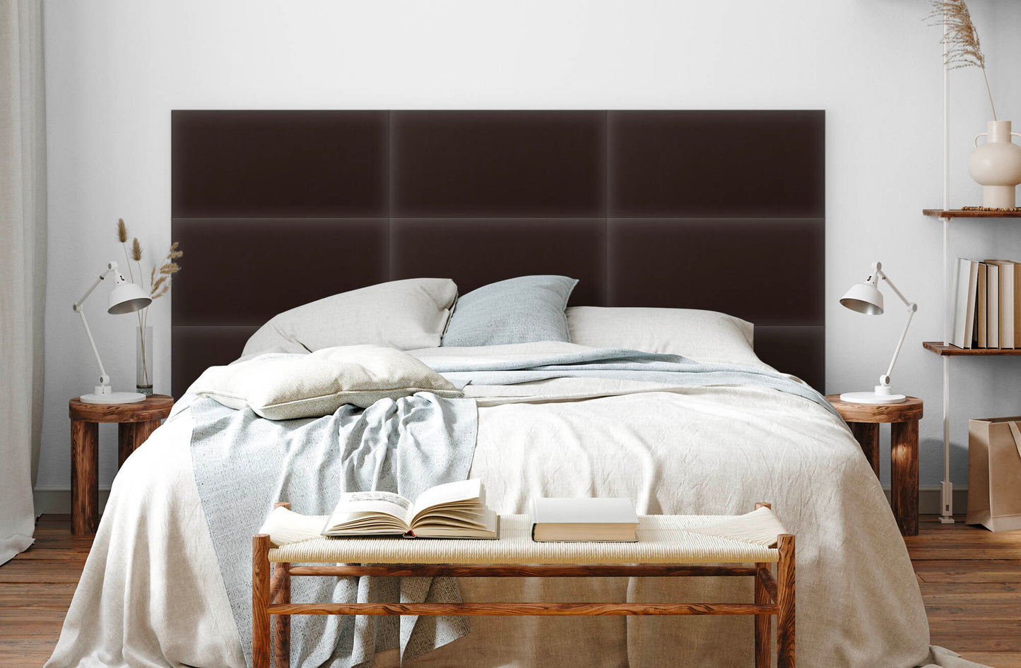 Upholstered Panel Eco Leather Brown