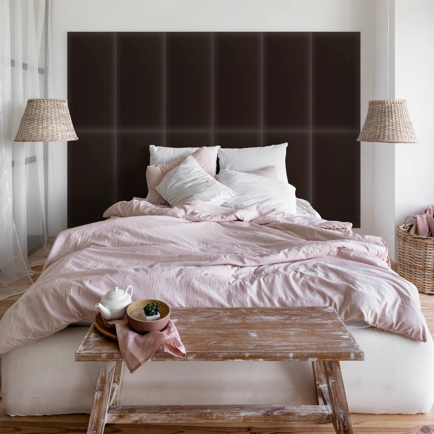 Upholstered Panel Eco Leather Brown