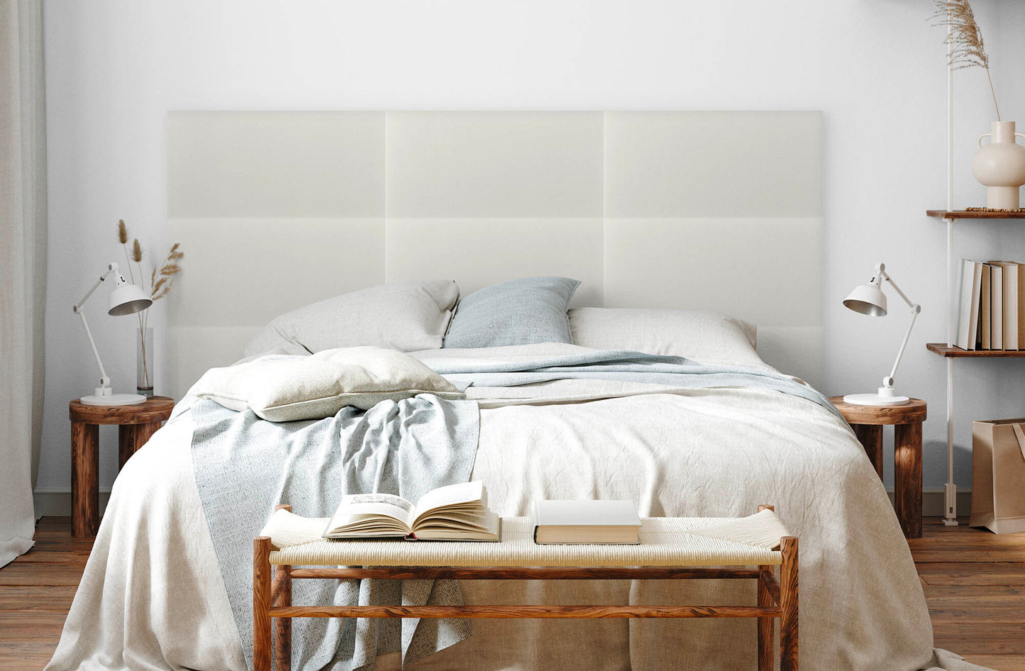 Upholstered Panel Eco Leather Creamy