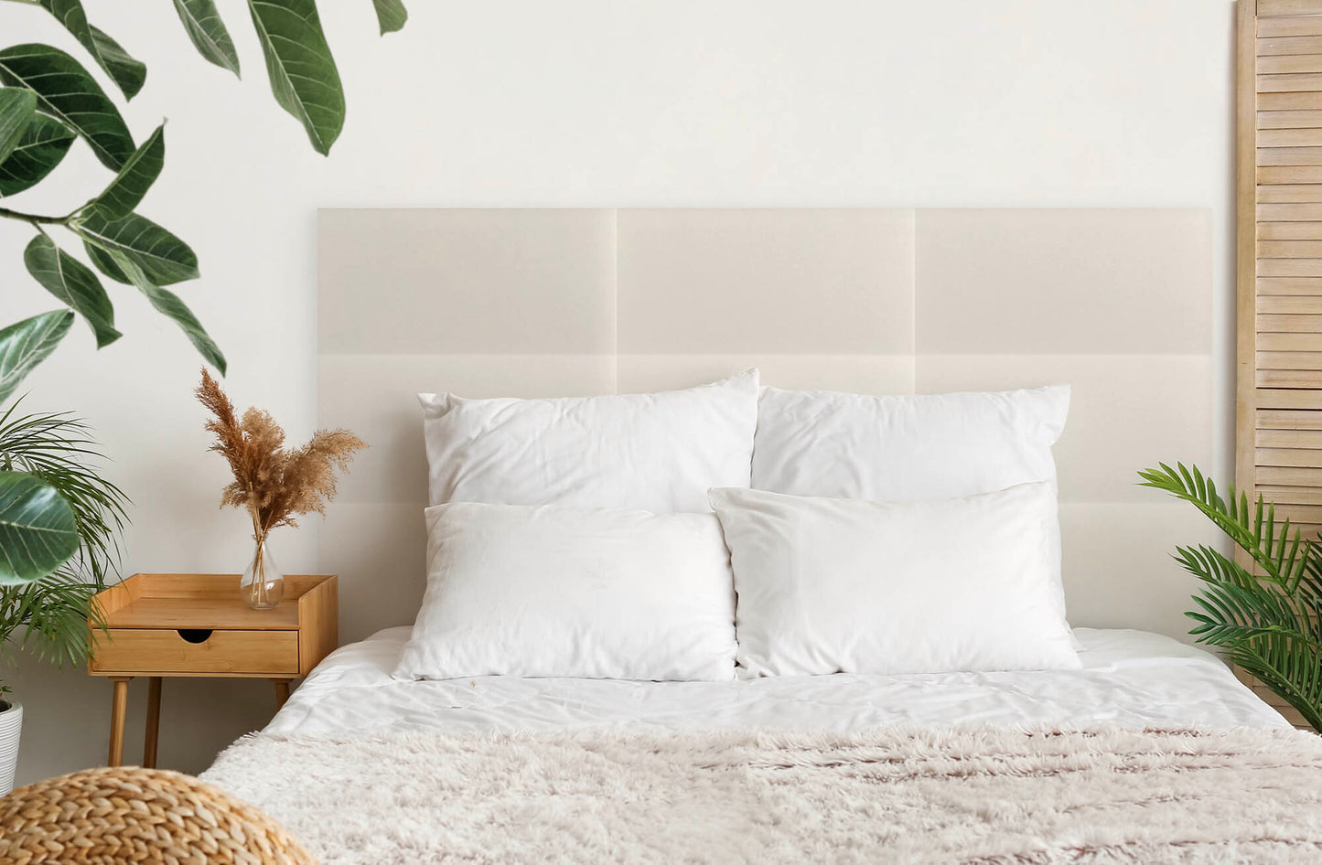 Upholstered Panel Eco Leather Creamy