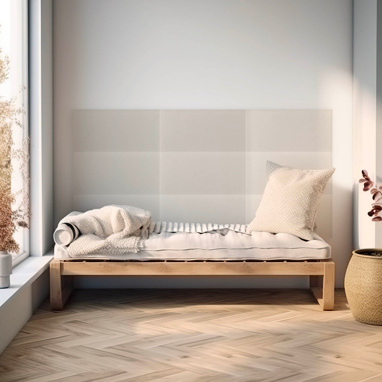 Upholstered Panel Eco Leather Creamy