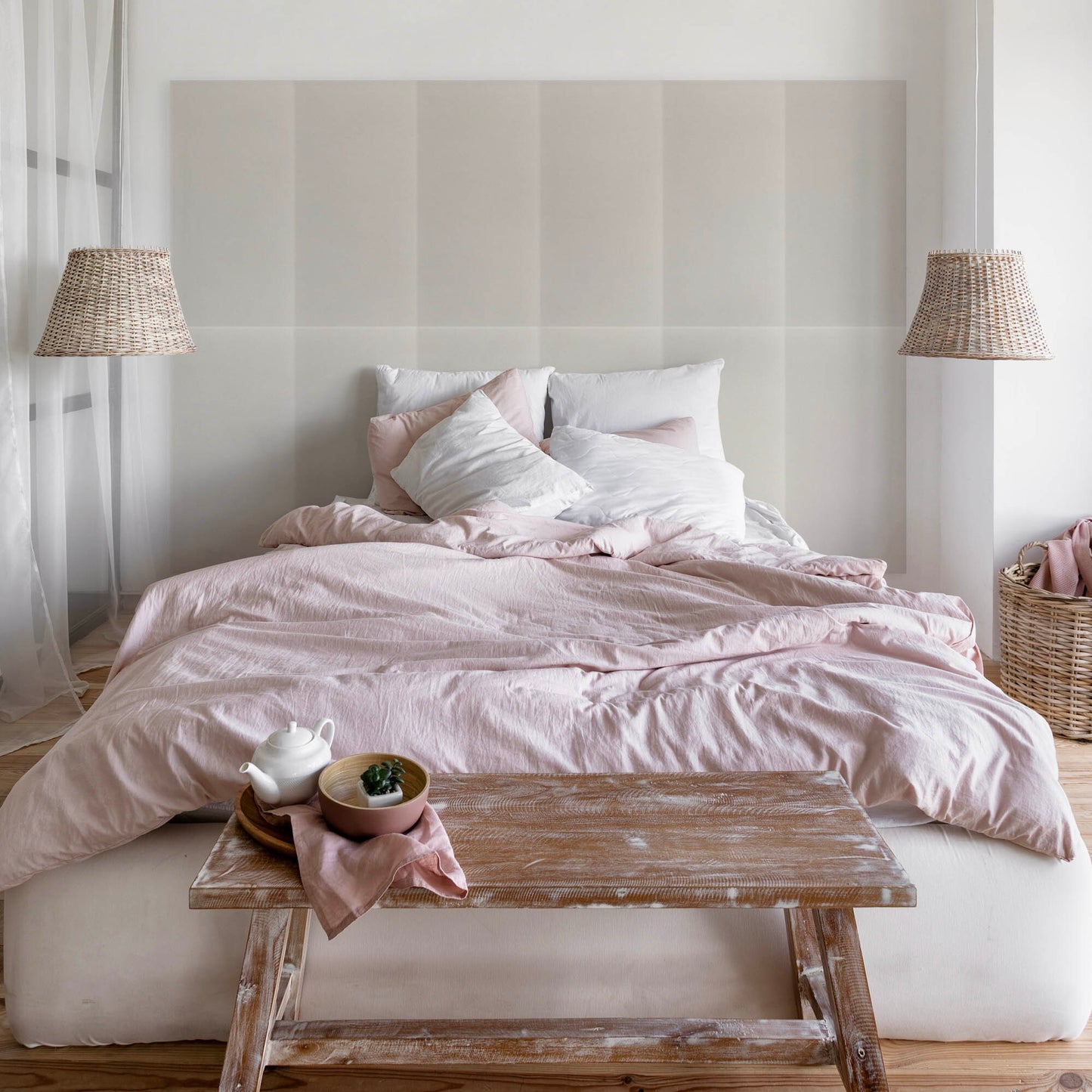 Upholstered Panel Eco Leather Creamy