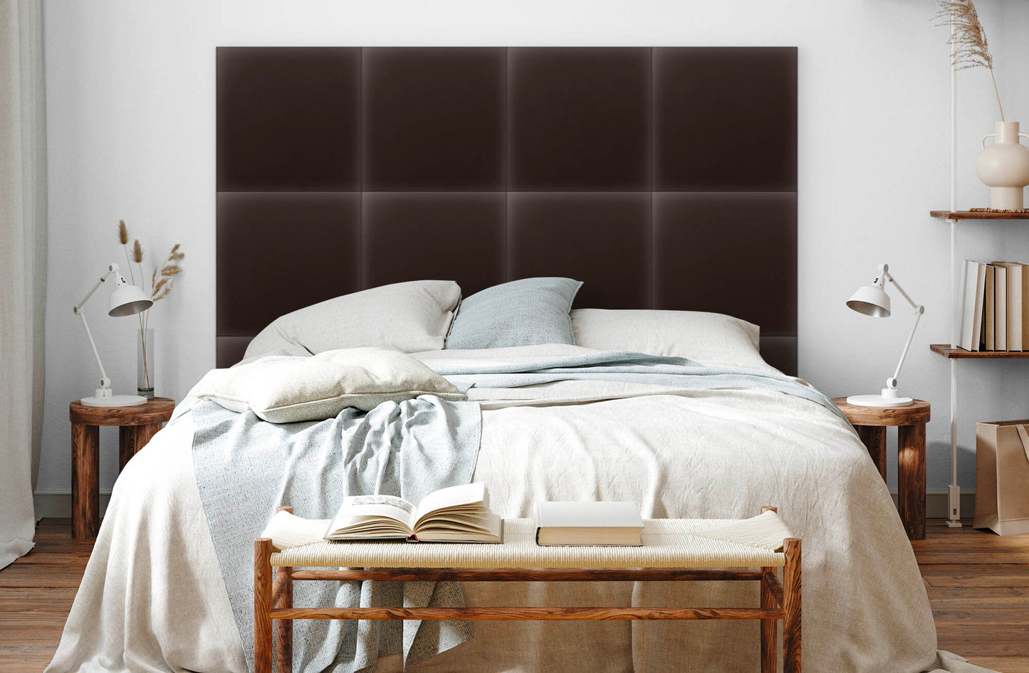 Upholstered Panel Eco Leather Brown