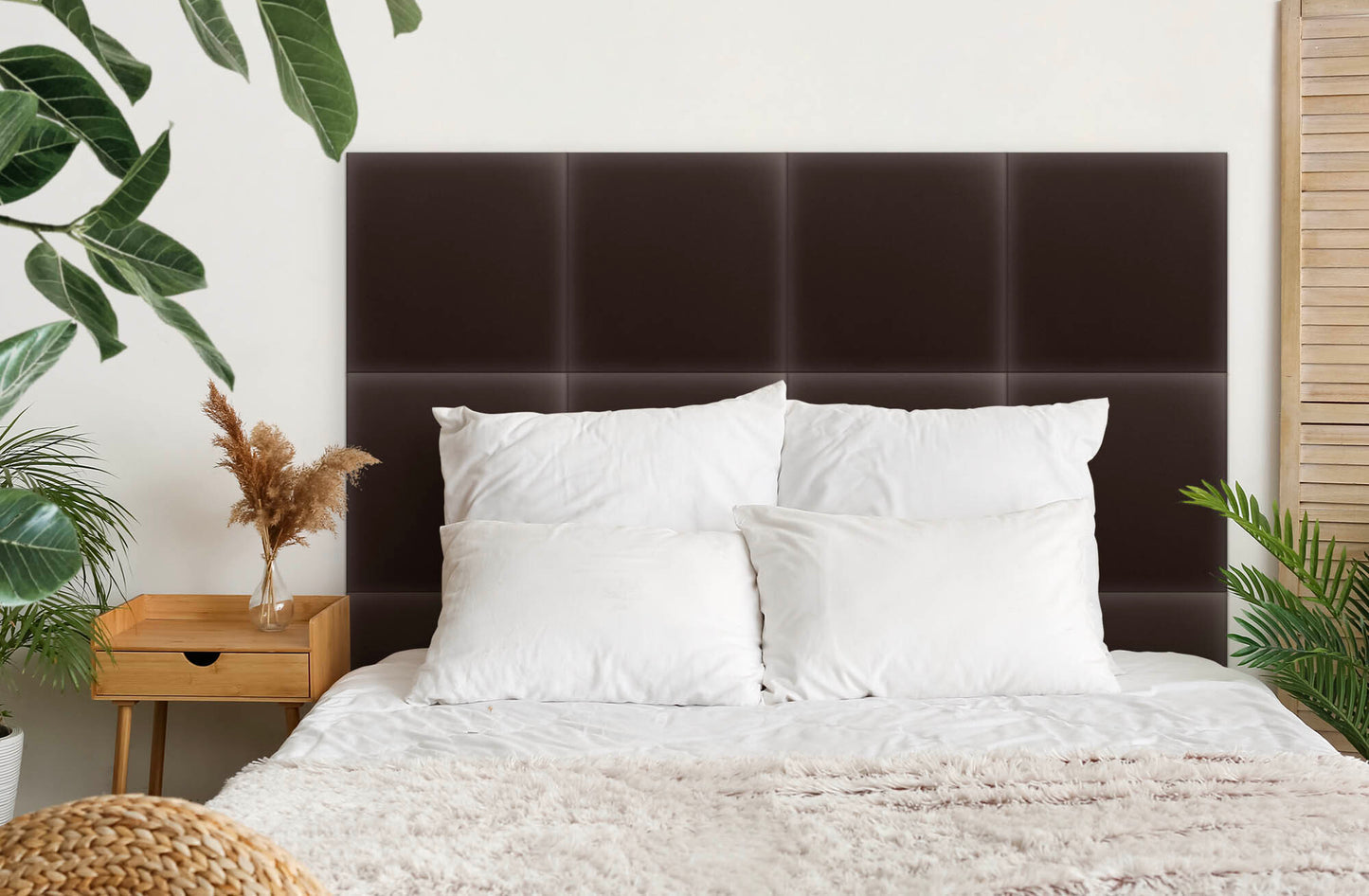 Upholstered Panel Eco Leather Brown
