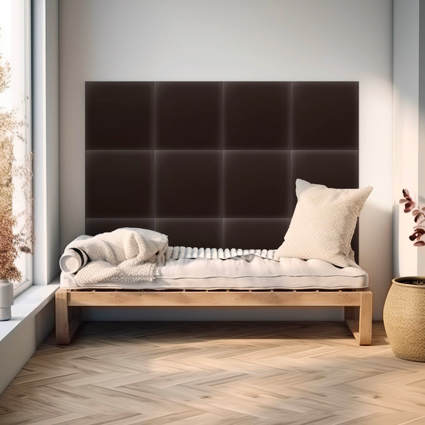 Upholstered Panel Eco Leather Brown