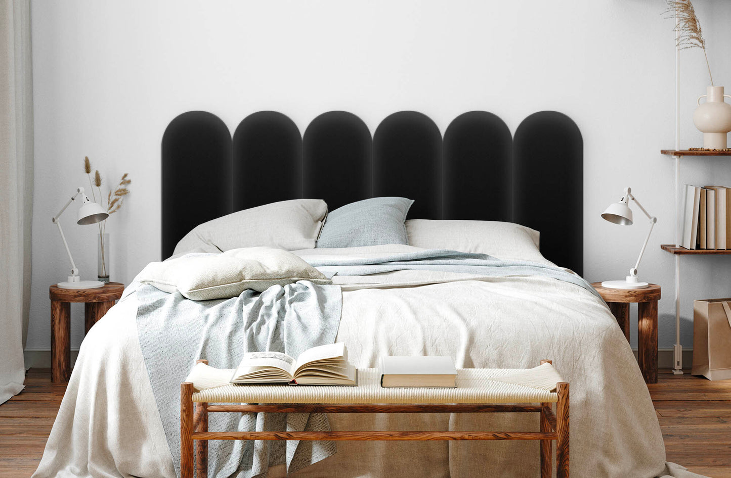 Upholstered Panel Eco Leather Black 20cm