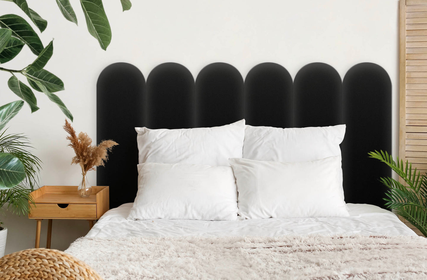 Upholstered Panel Eco Leather Black 20cm