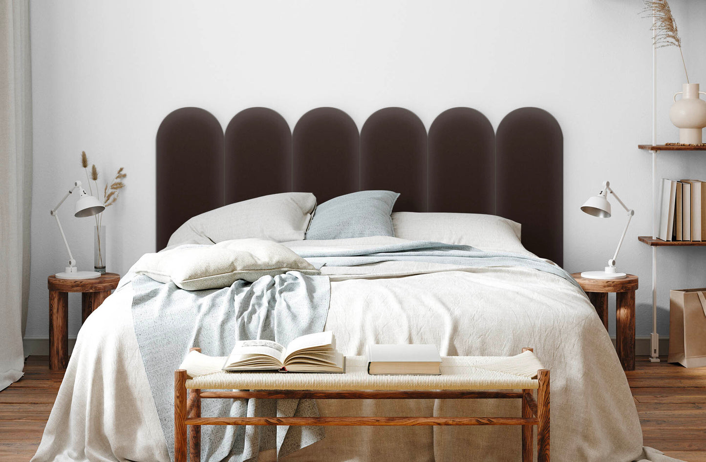 Upholstered Panel Eco Leather Brown 30cm