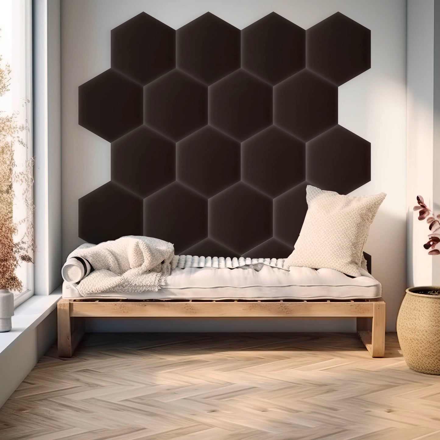 Upholstered Panel Eco Leather Brown