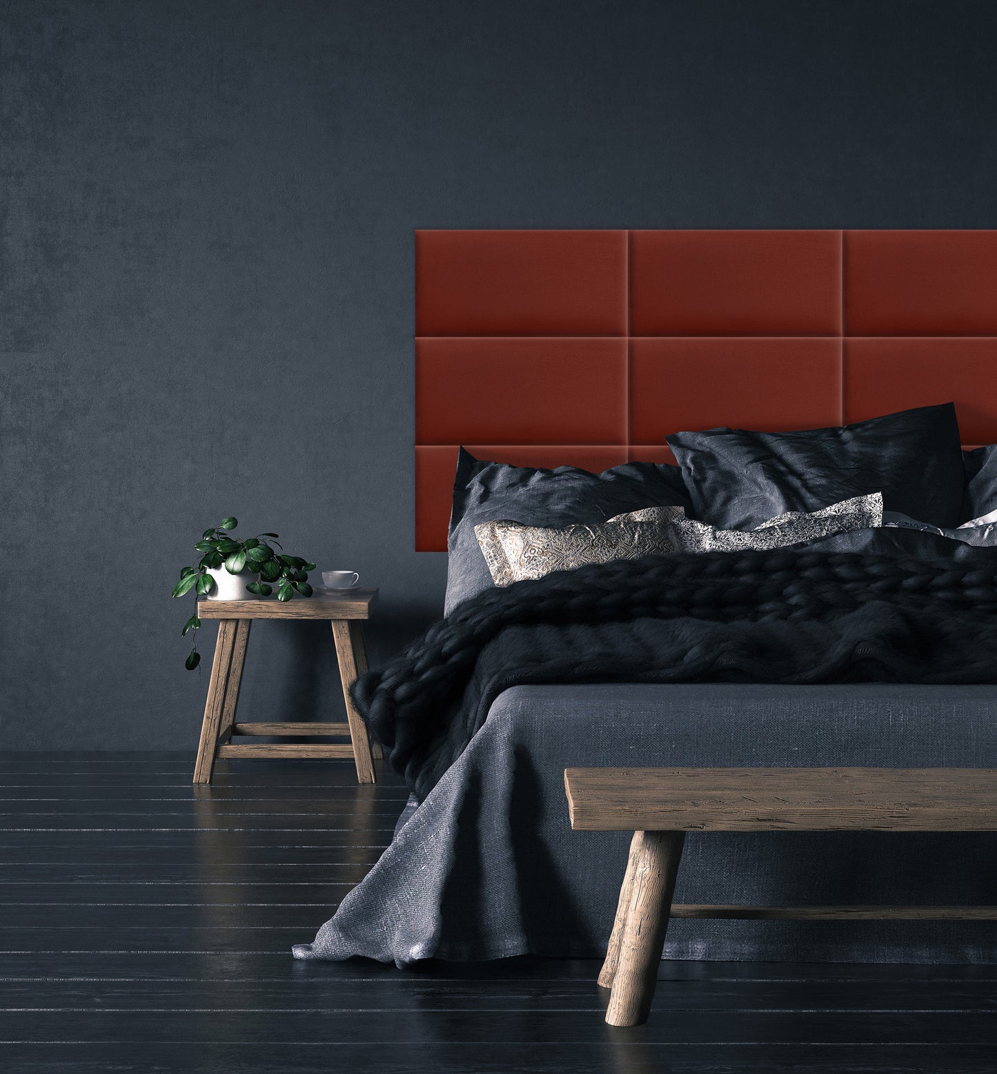 Upholstered Panel Maroon