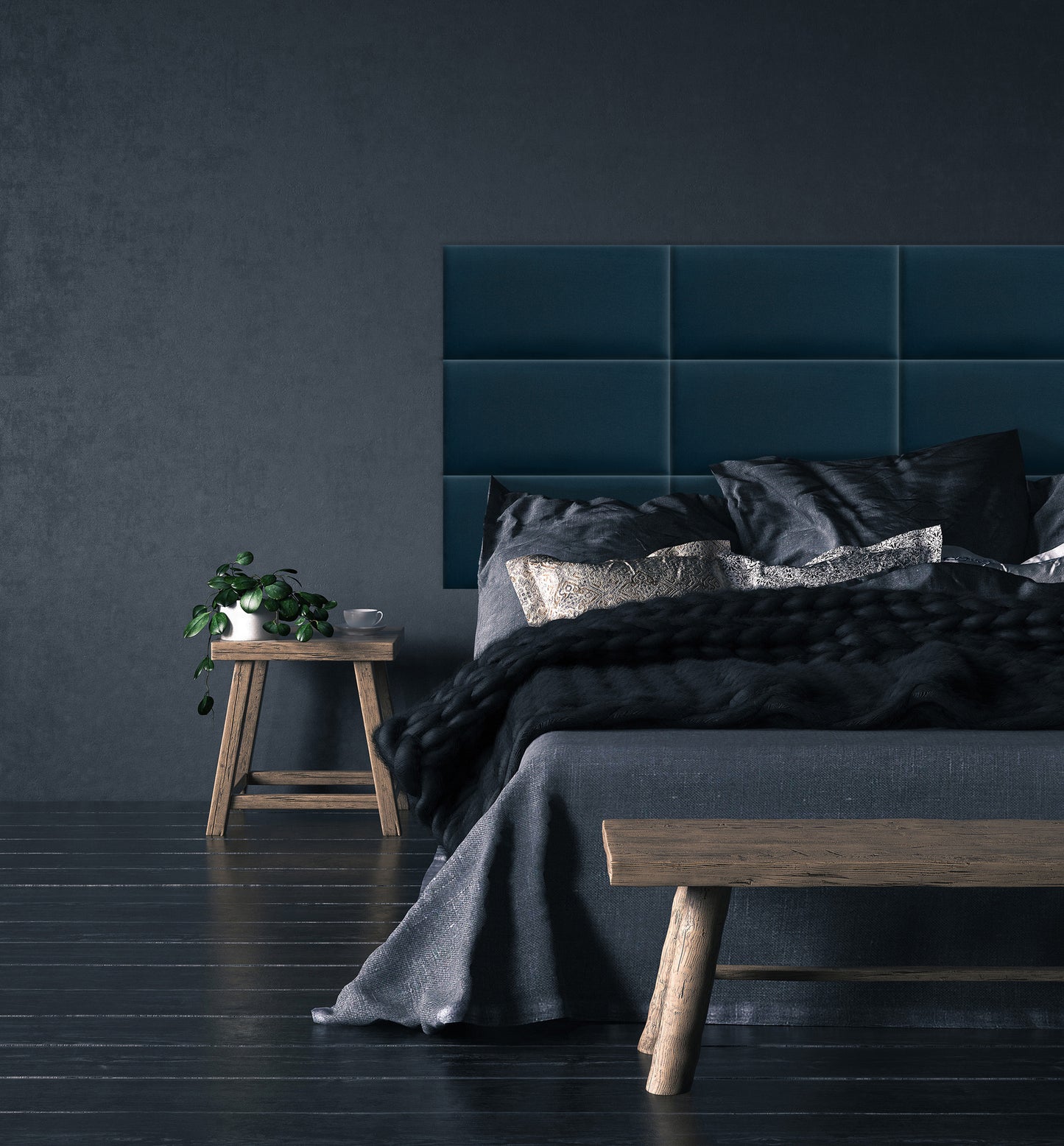 Upholstered Panel Navy Blue