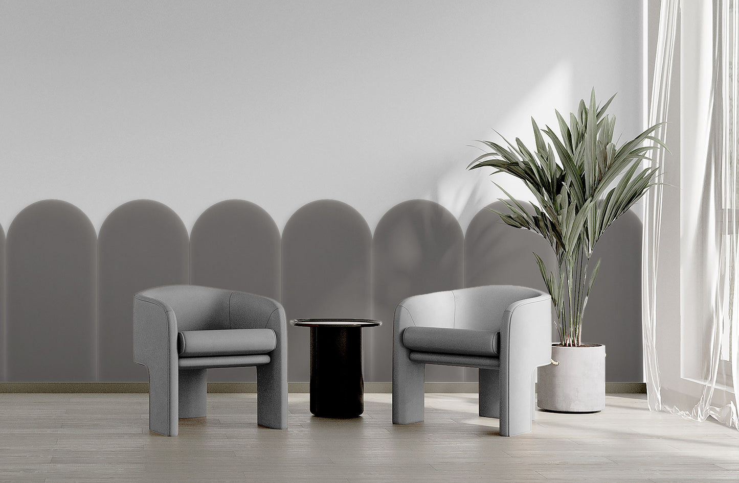 Upholstered Panel Magic Velvet Grey 30cm