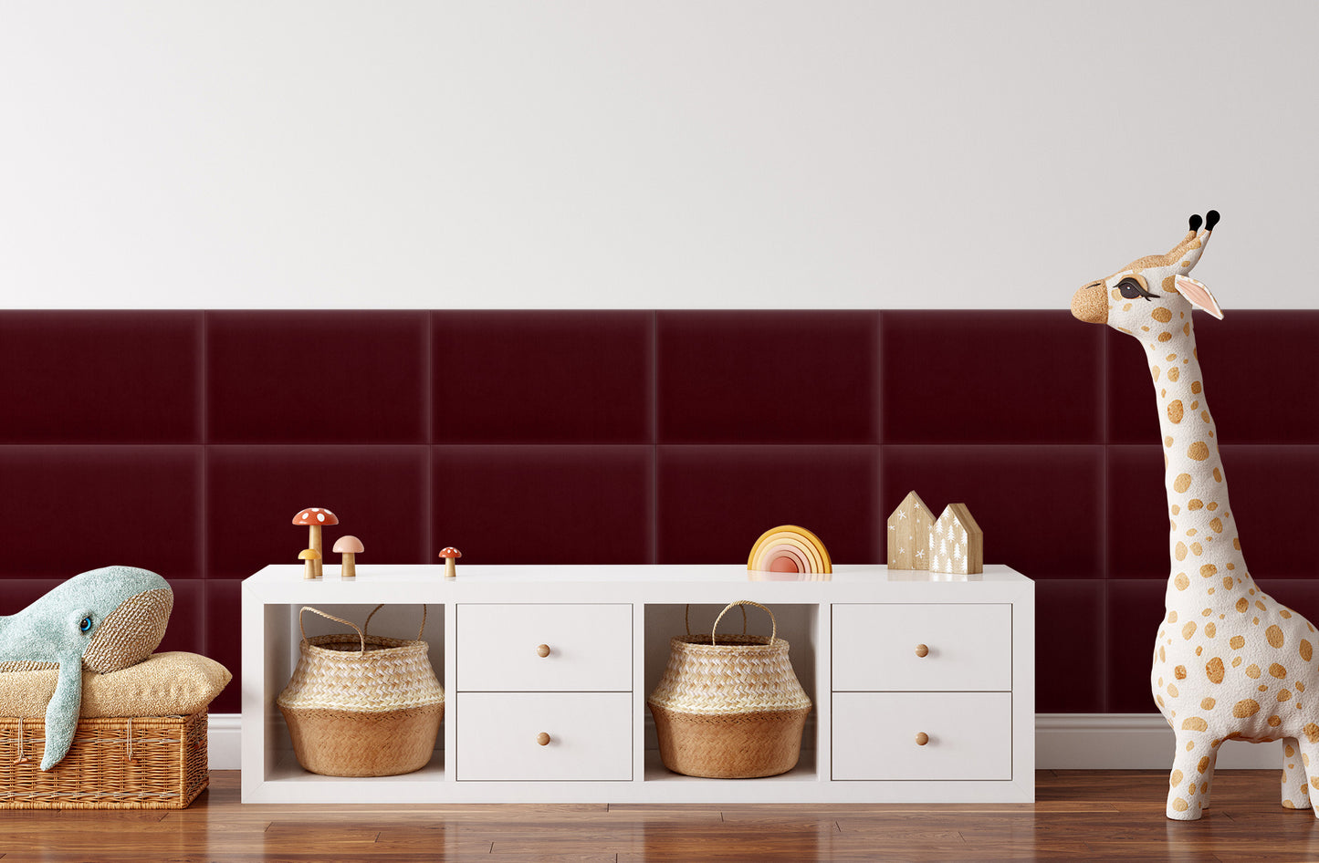 Upholstered Panel Magic Velvet Maroon