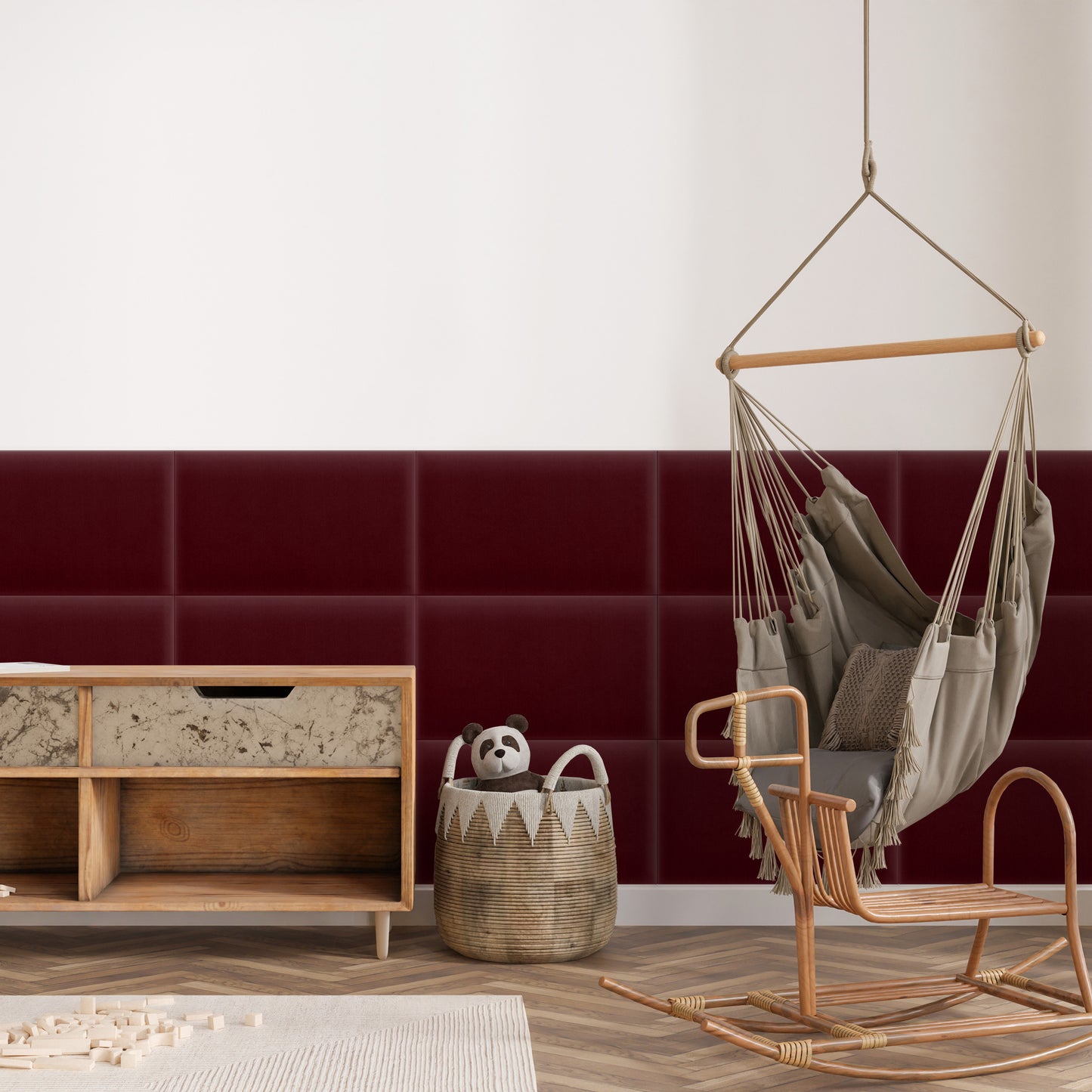 Upholstered Panel Magic Velvet Maroon