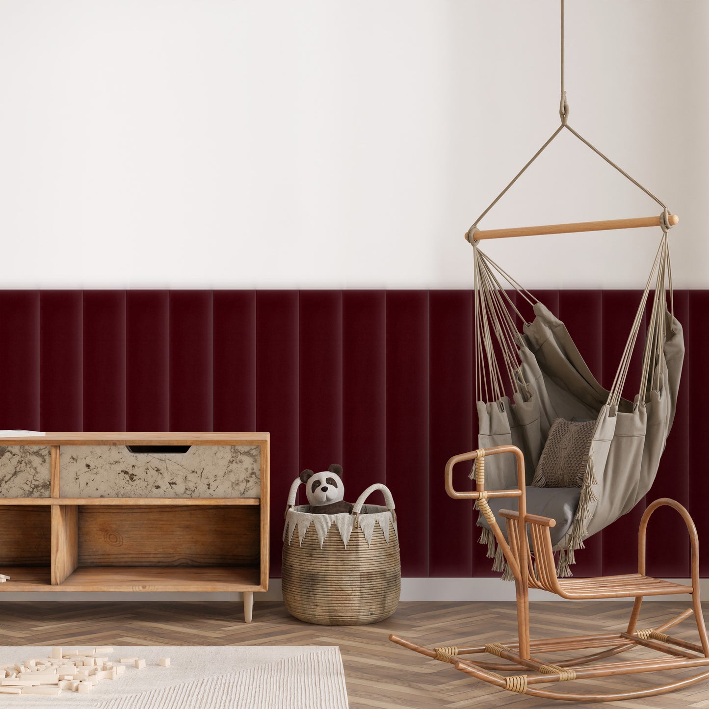 Upholstered Panel Magic Velvet Maroon