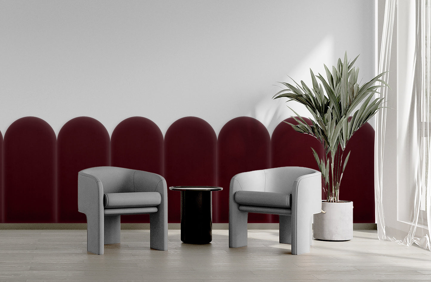 Upholstered Panel Magic Velvet Maroon 30cm