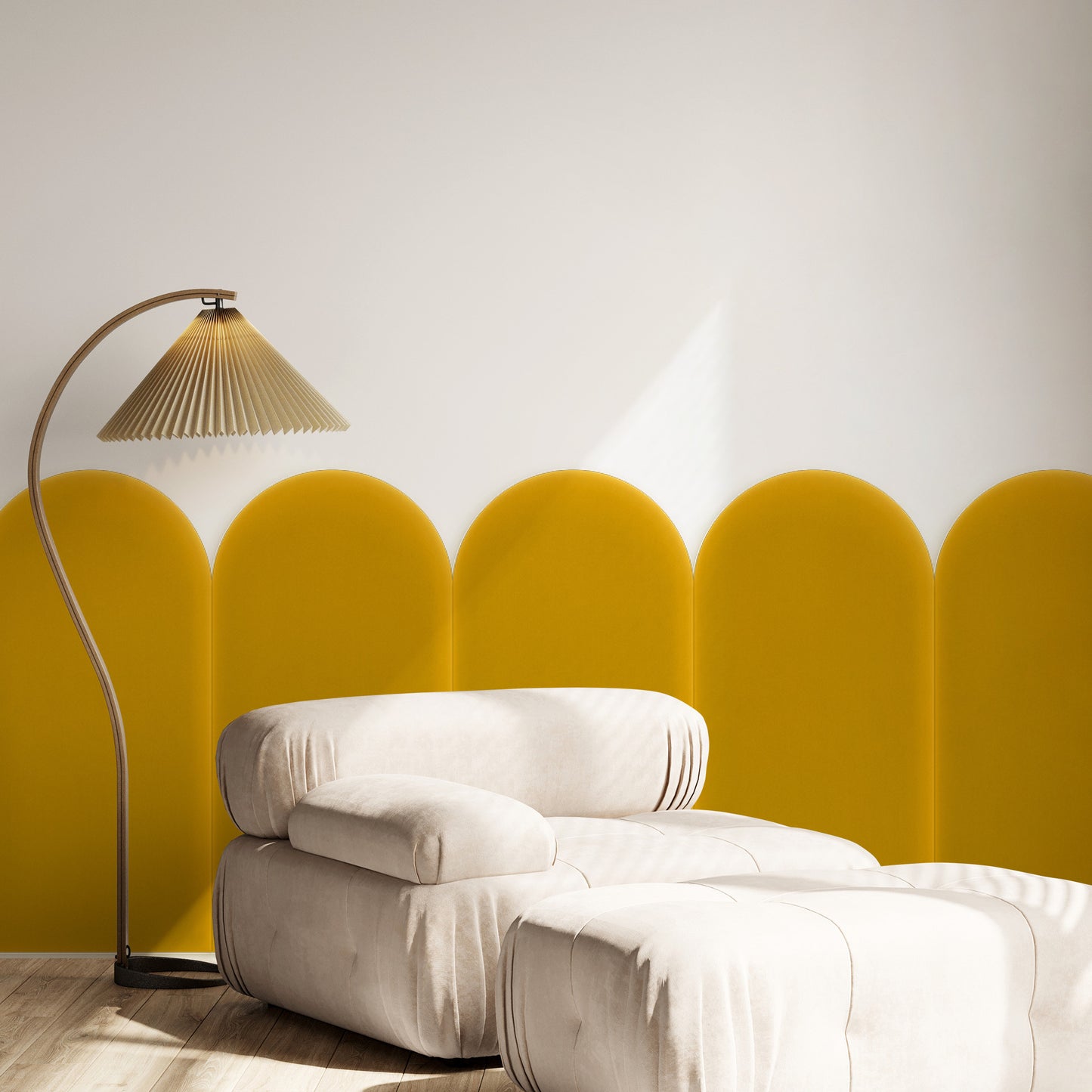 Upholstered Panel Magic Velvet Yellow 30cm