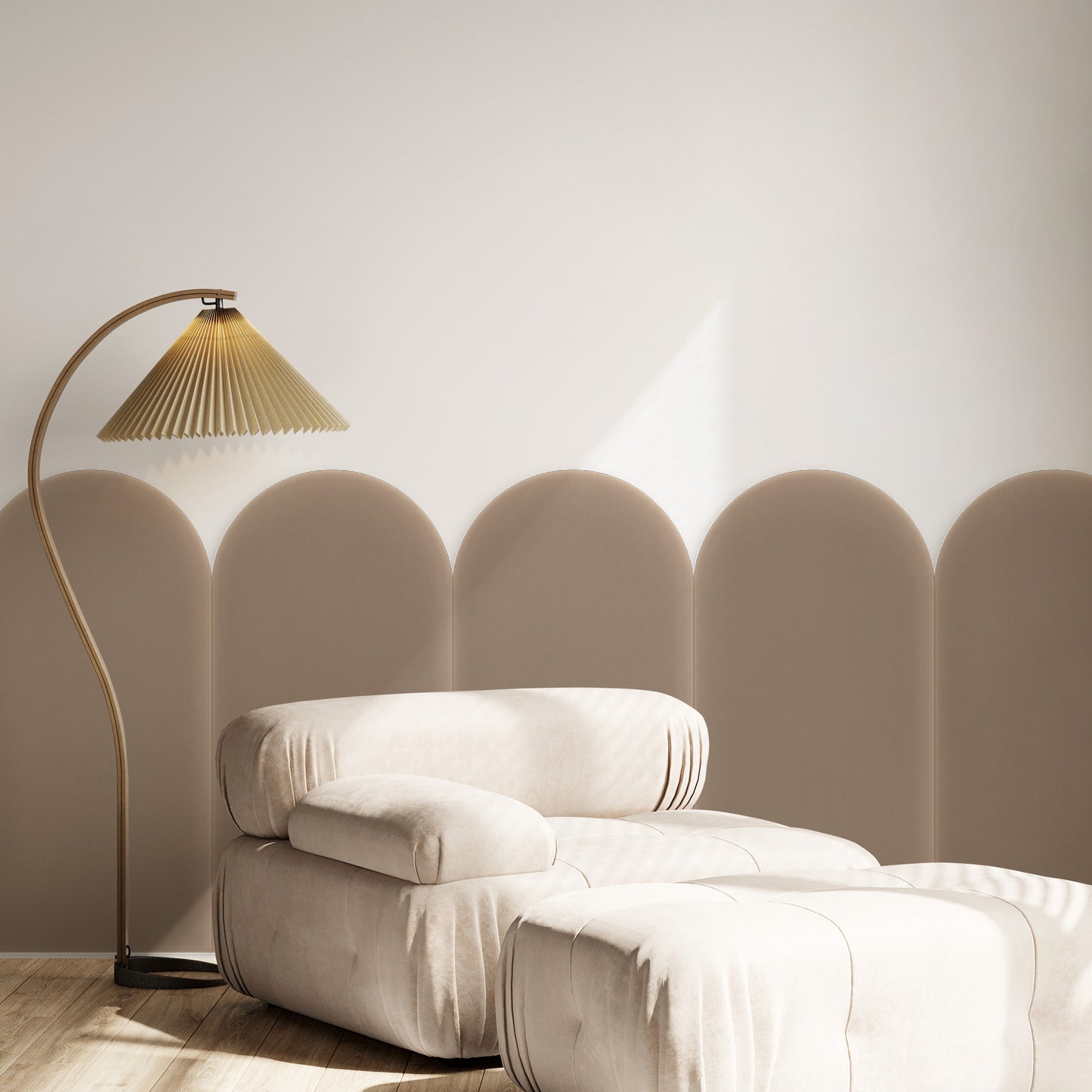 Upholstered Panel Magic Velvet Beige 30cm