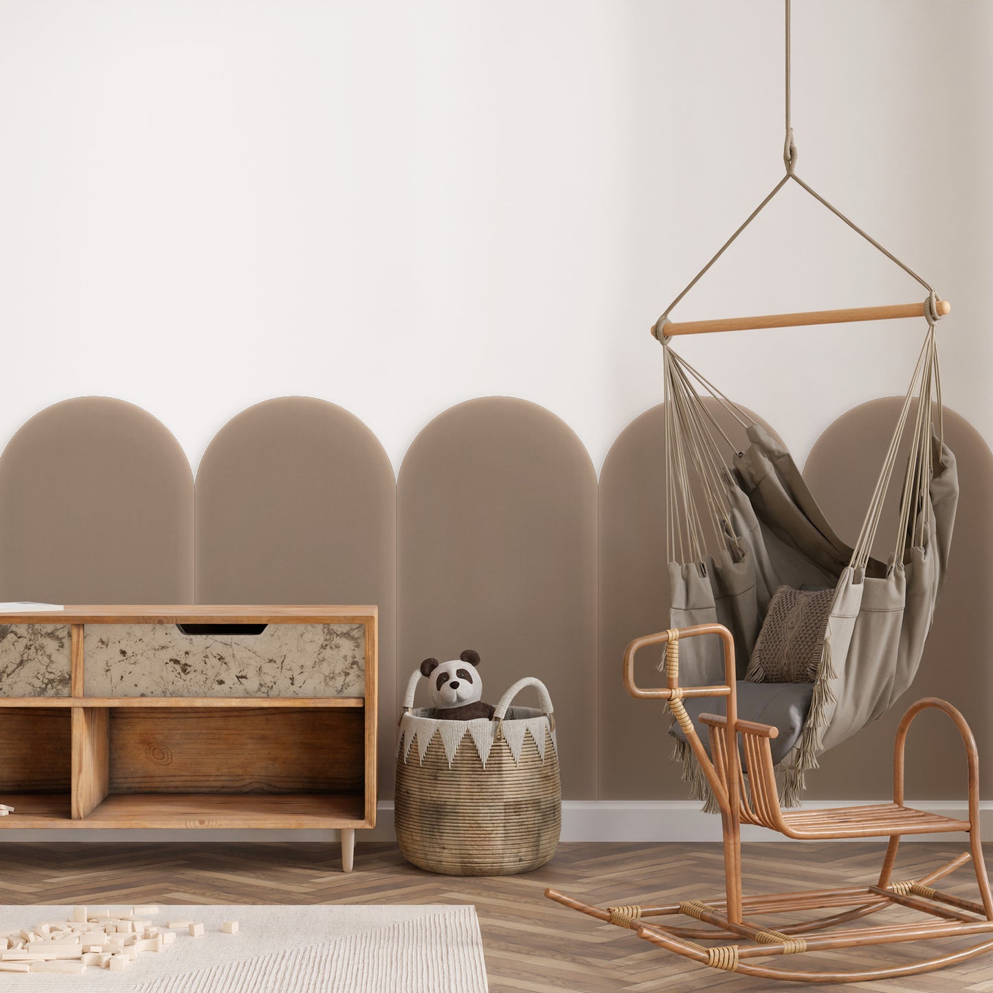 Upholstered Panel Magic Velvet Beige 30cm