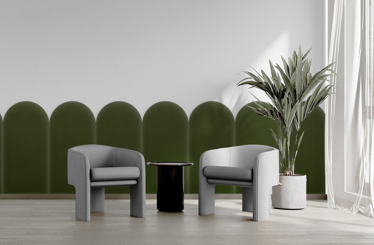 Upholstered Panel Magic Velvet Khaki 30cm