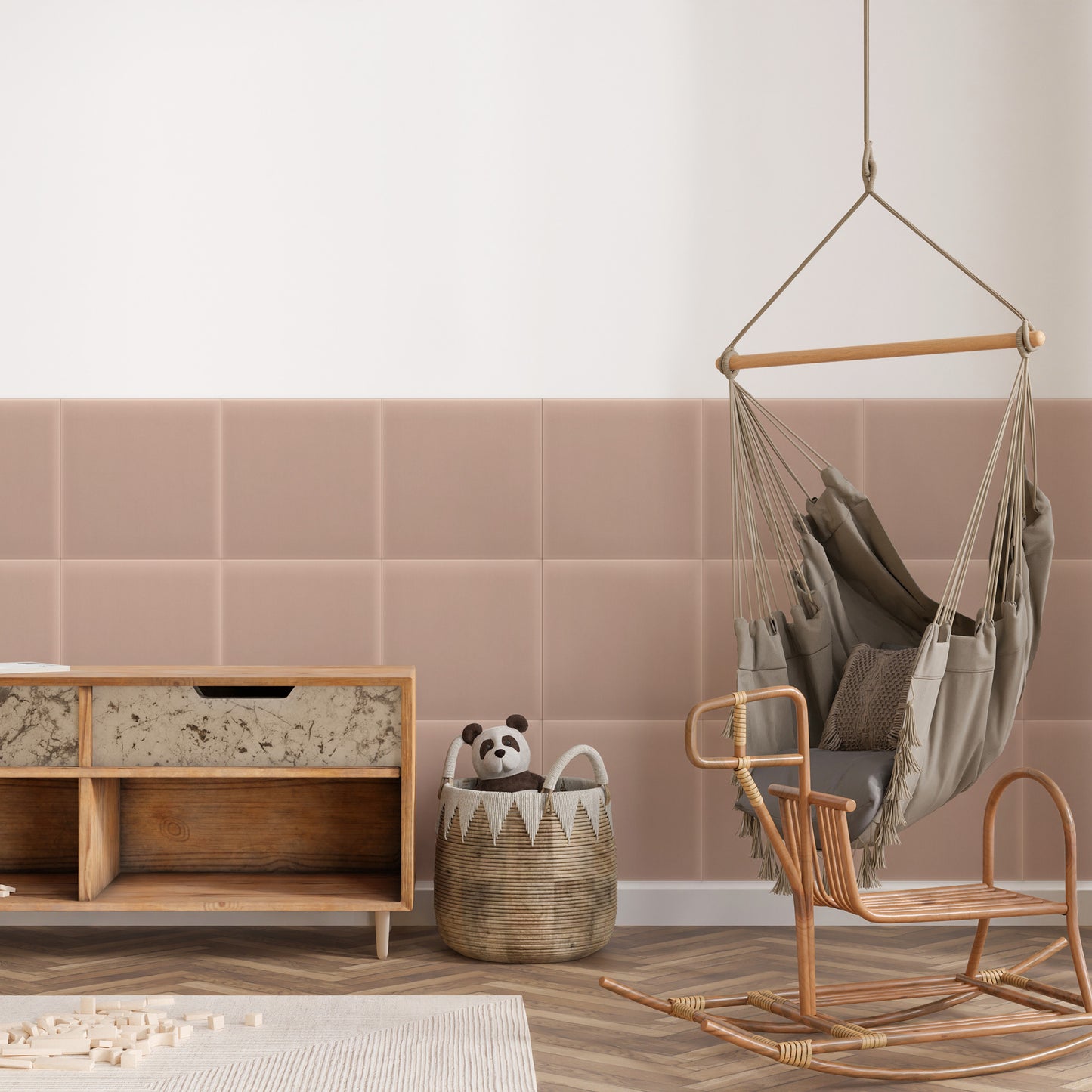 Upholstered Panel Magic Velvet Powder Pink