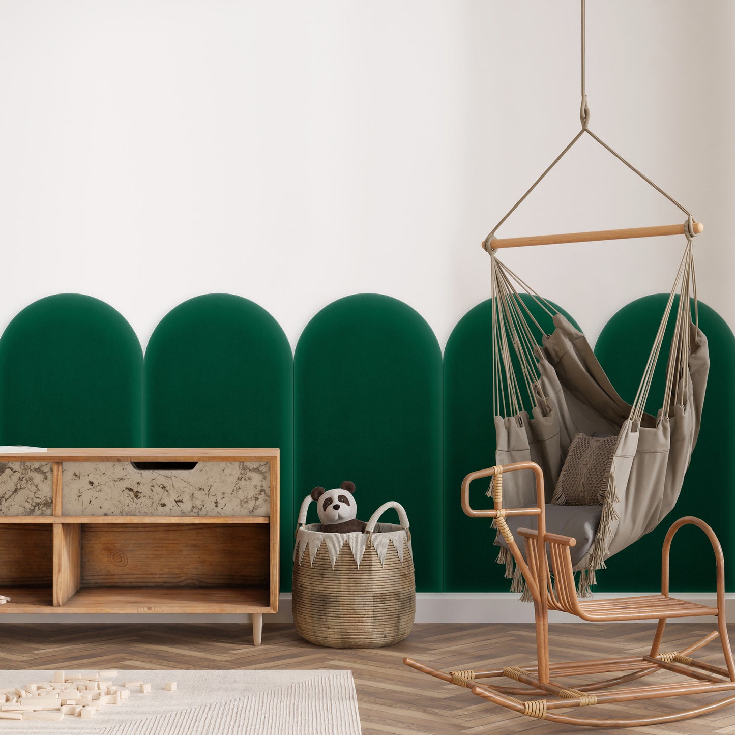 Upholstered Panel Magic Velvet Bottle Green 30cm