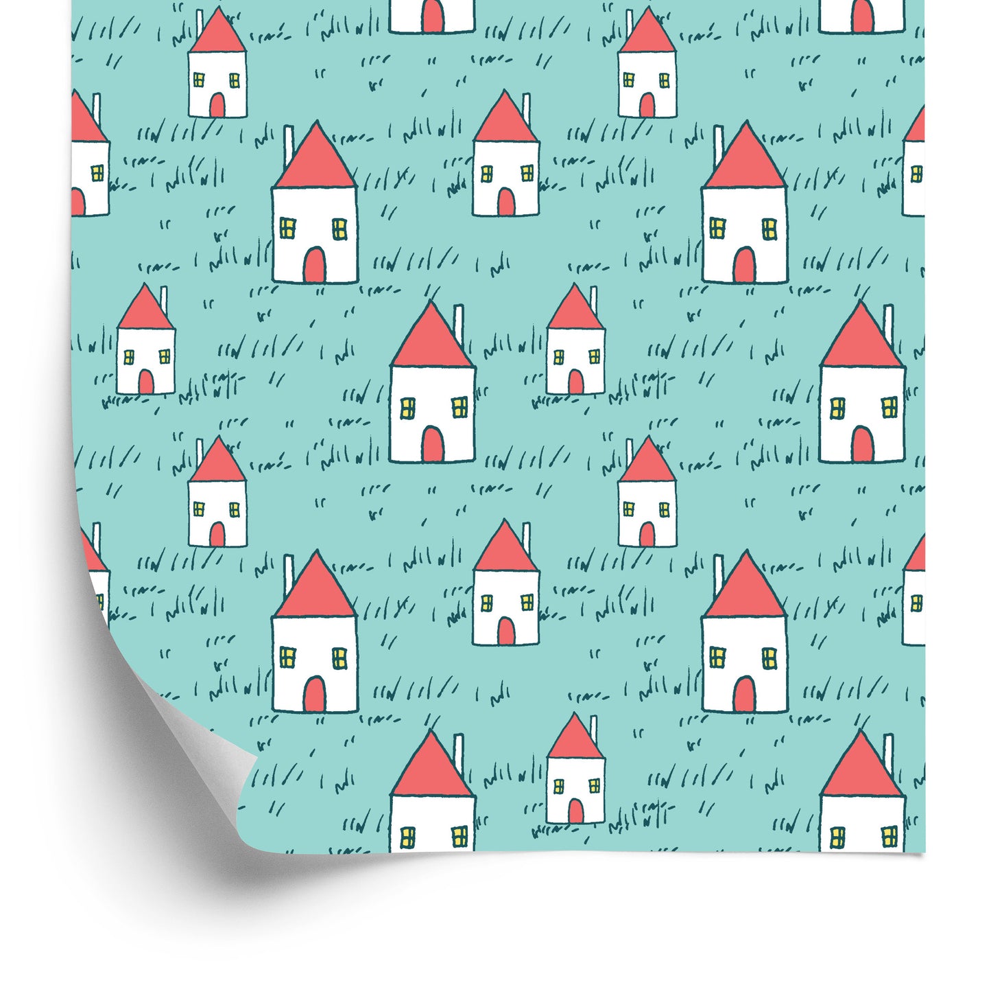 Wallpaper For Children - Houses With Red Roofs