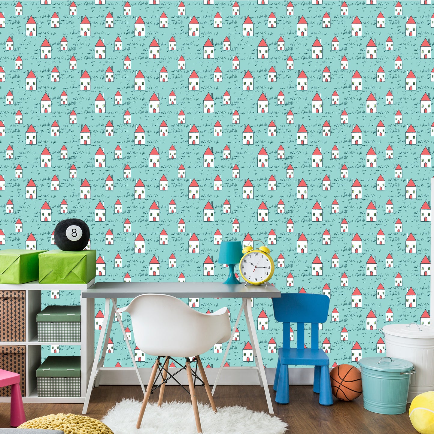Wallpaper For Children - Houses With Red Roofs
