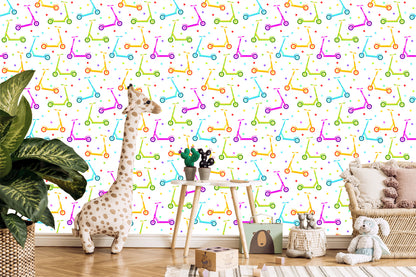 Wallpaper Colorful Scooters With Stars
