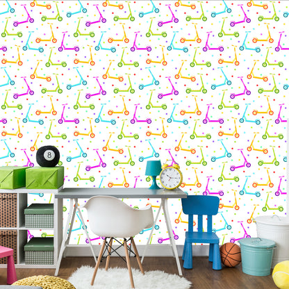 Wallpaper Colorful Scooters With Stars