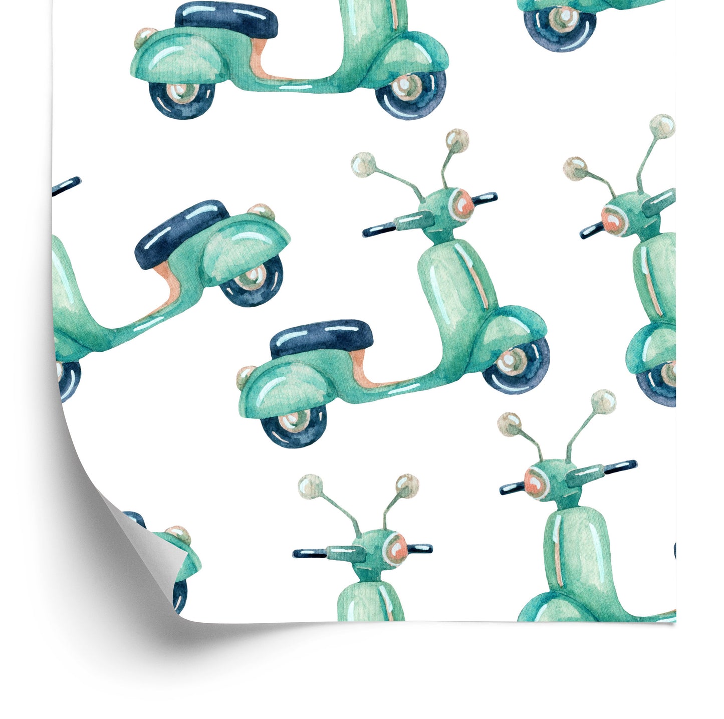 Wallpaper Watercolor Painted Scooters