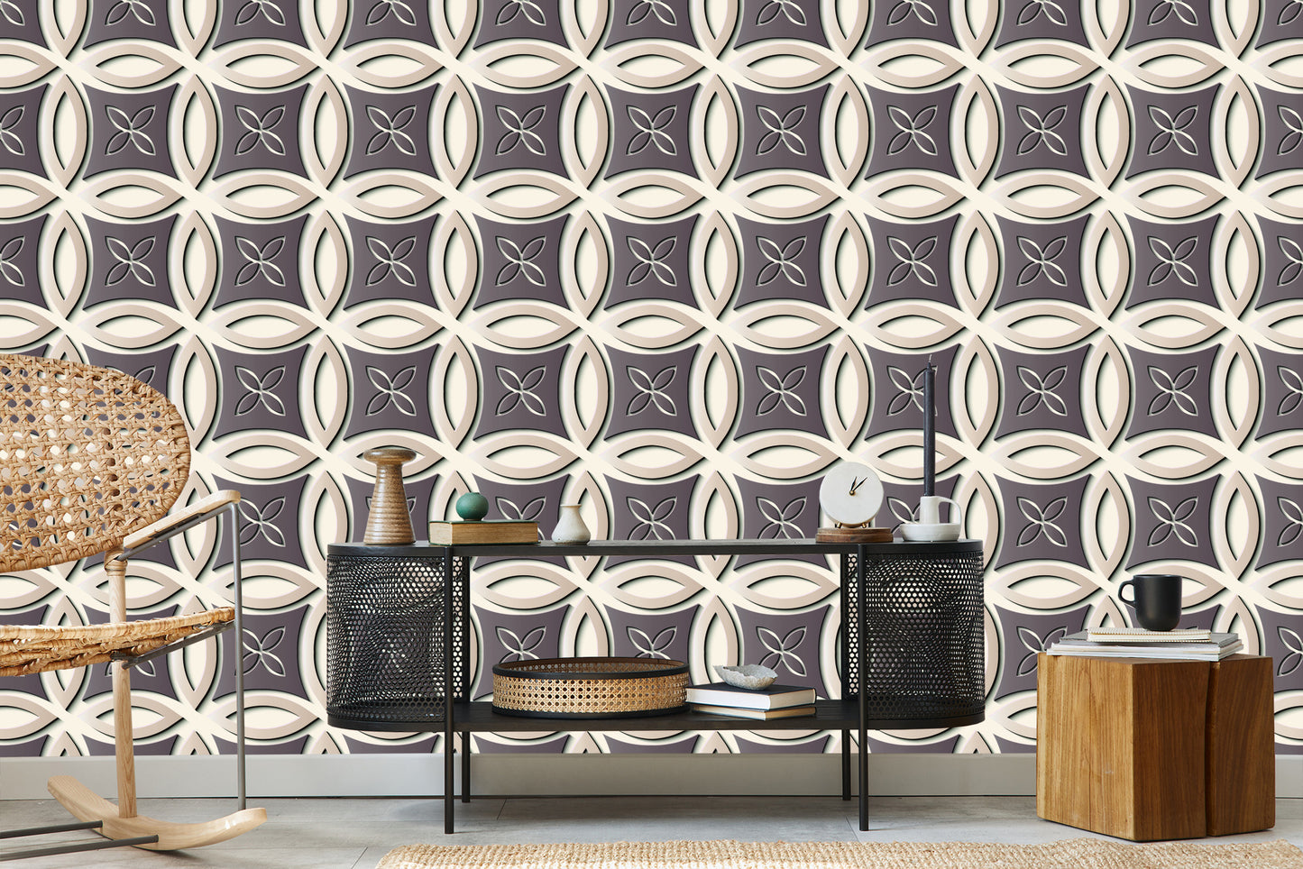 Wallpaper Decorative Retro Pattern - 3D Effect