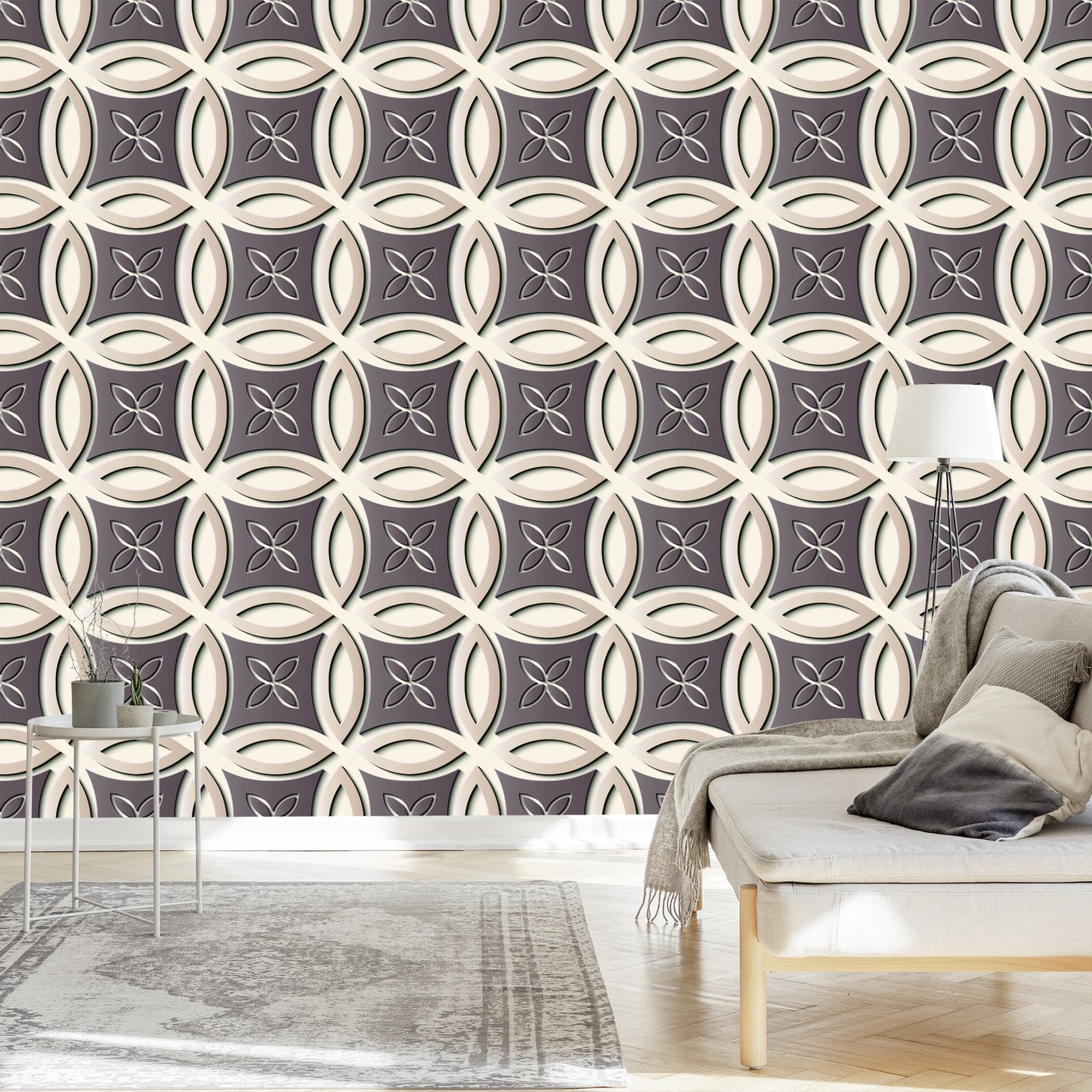 Wallpaper Decorative Retro Pattern - 3D Effect