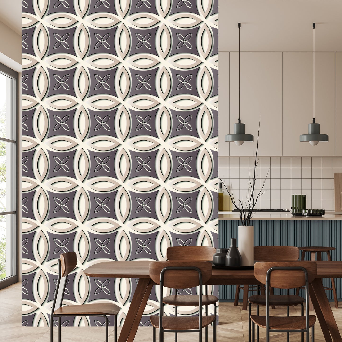 Wallpaper Decorative Retro Pattern - 3D Effect