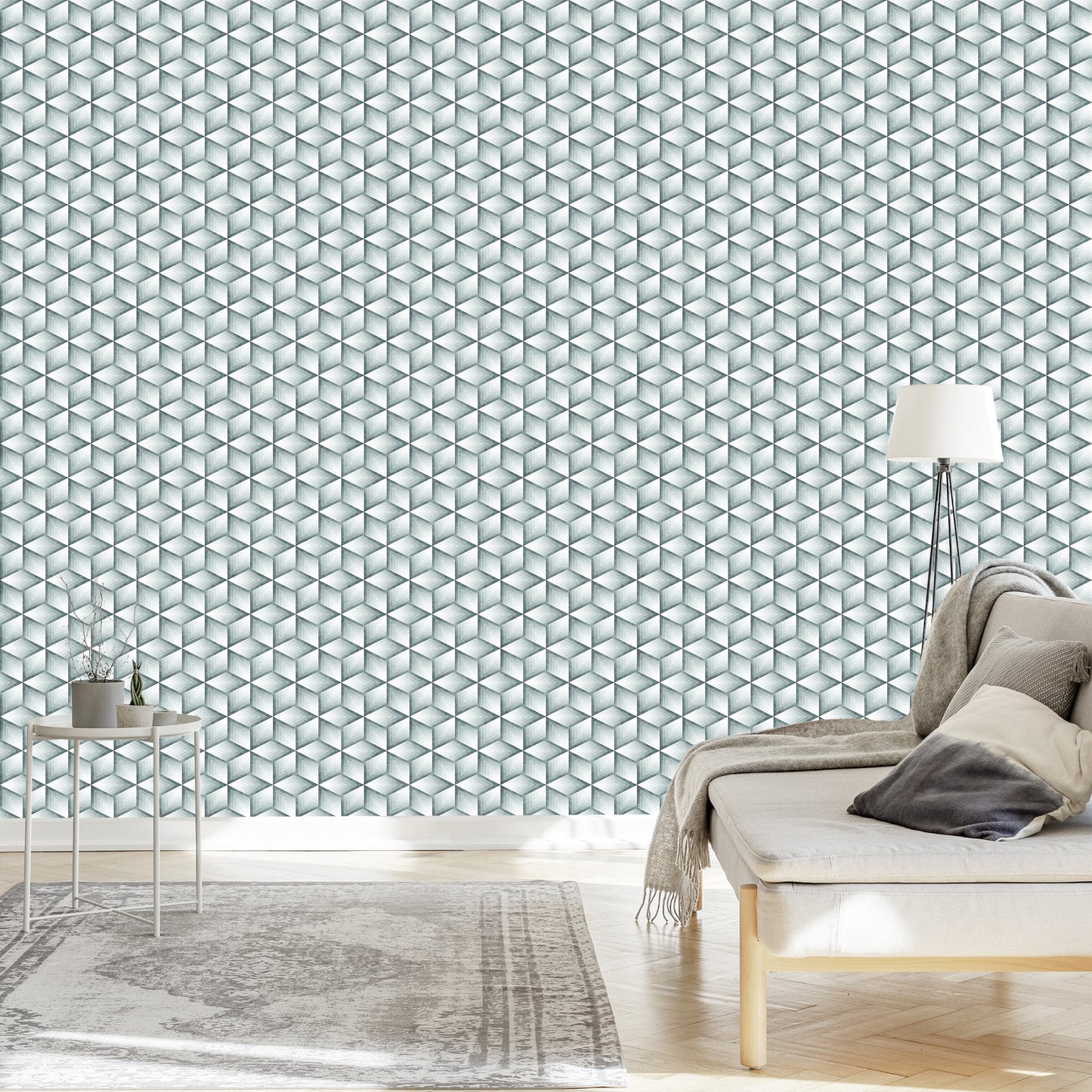 Wallpaper Gray Cubes - 3D Effect