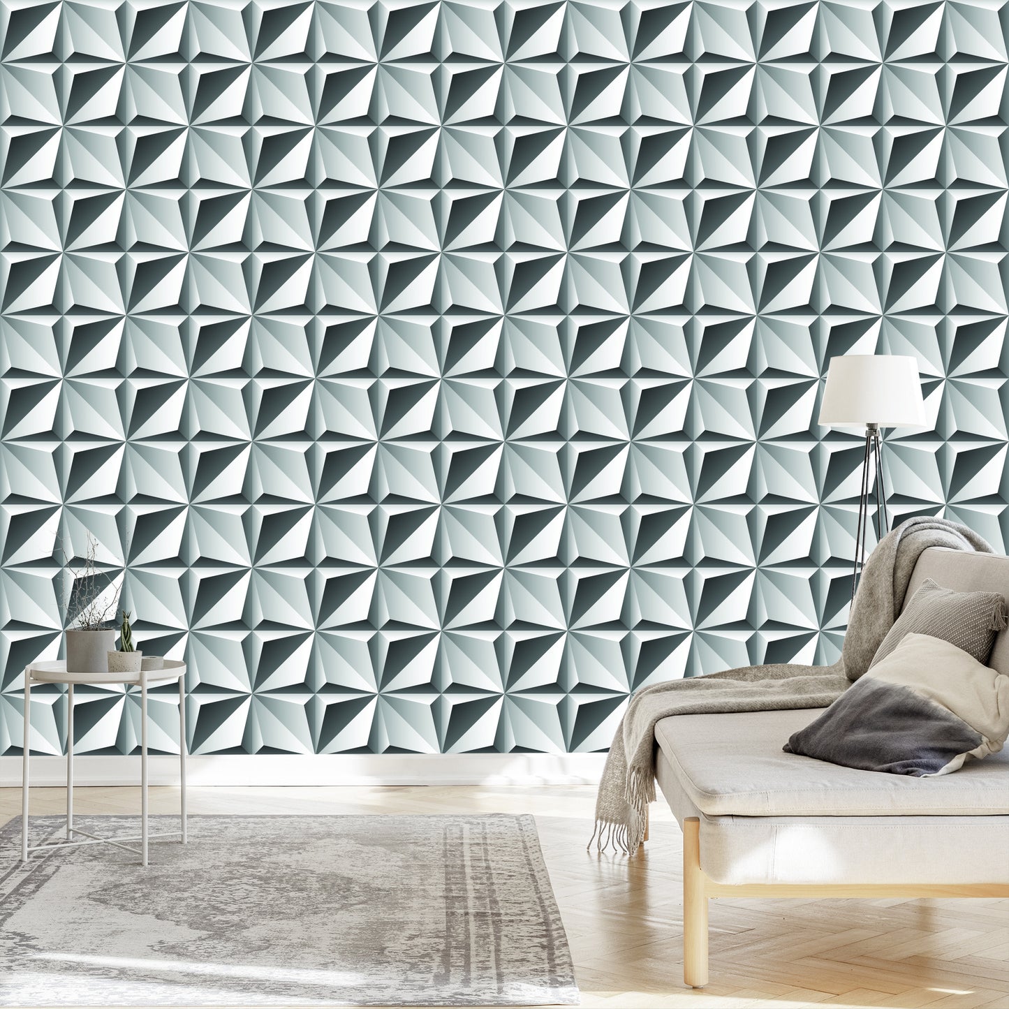 Wallpaper Optical 3D Geometric Figures For Living Room