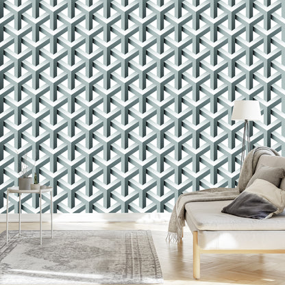 Wallpaper Geometric 3D Effect With Depth For The Living Room