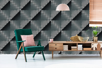 Wallpaper Geometric 3D Depth Squares For Living Room