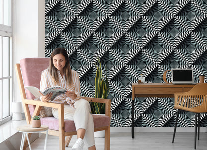 Wallpaper Geometric 3D Depth Squares For Living Room