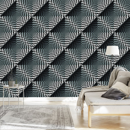 Wallpaper Geometric 3D Depth Squares For Living Room