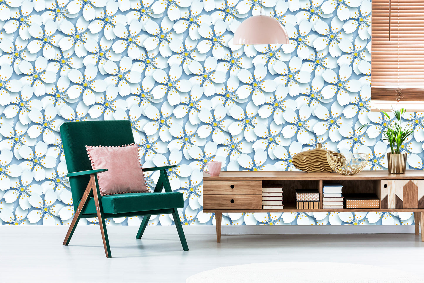 Wallpaper 3D Optical Nature Flowers For Living Room