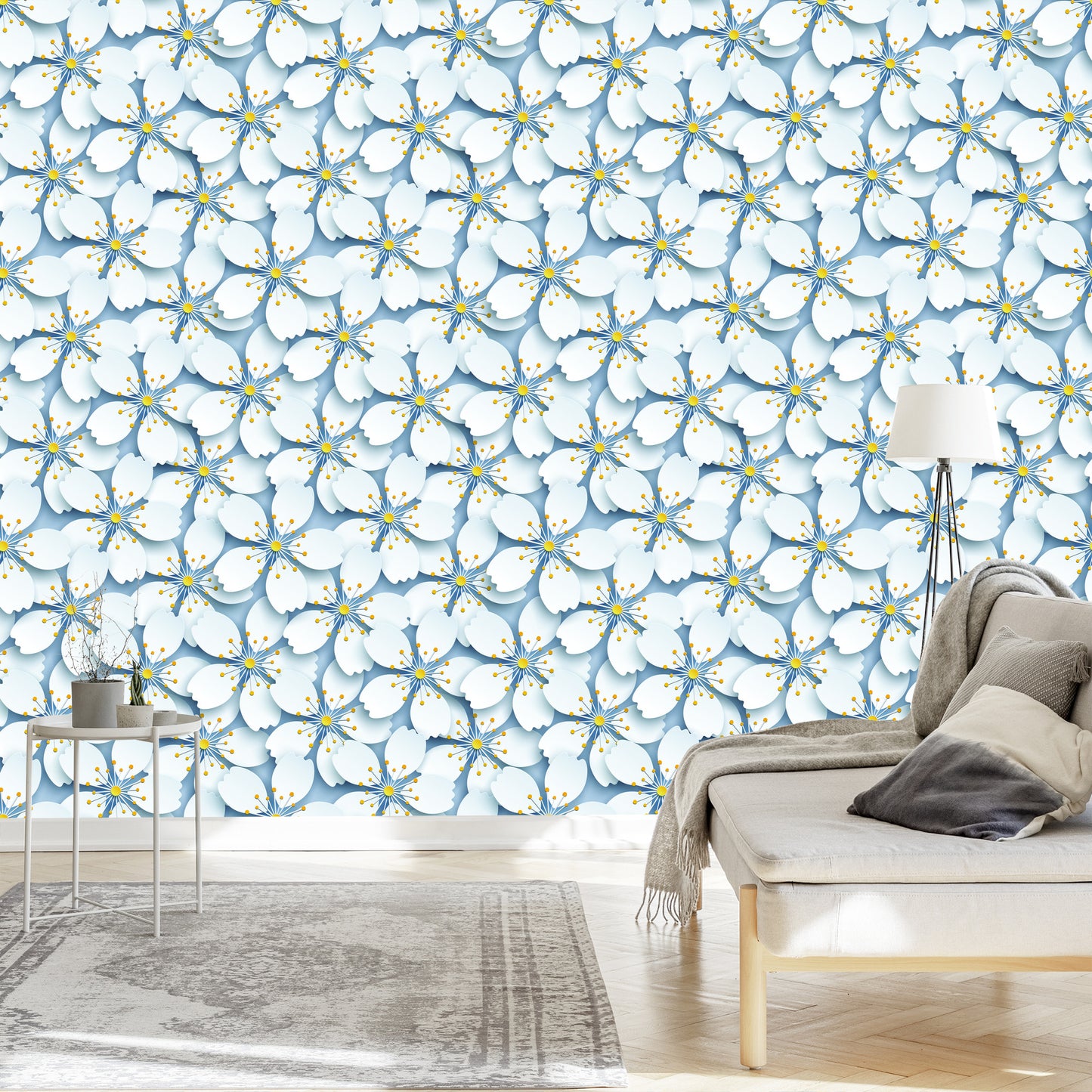 Wallpaper 3D Optical Nature Flowers For Living Room
