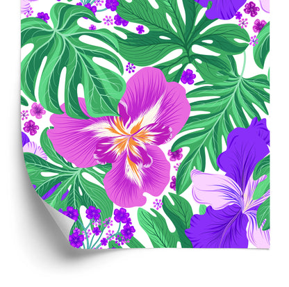 Wallpaper Exotic Flowers And Leaves
