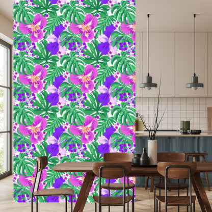 Wallpaper Exotic Flowers And Leaves