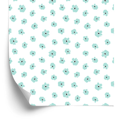 Wallpaper Tiny Turquoise Flowers