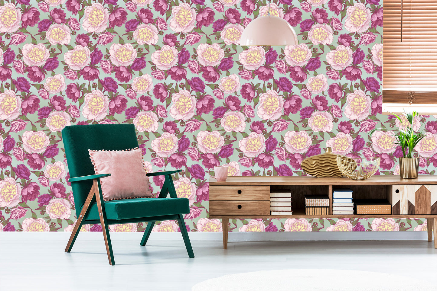 Wallpaper Beautiful Peonies In Shades Of Pink