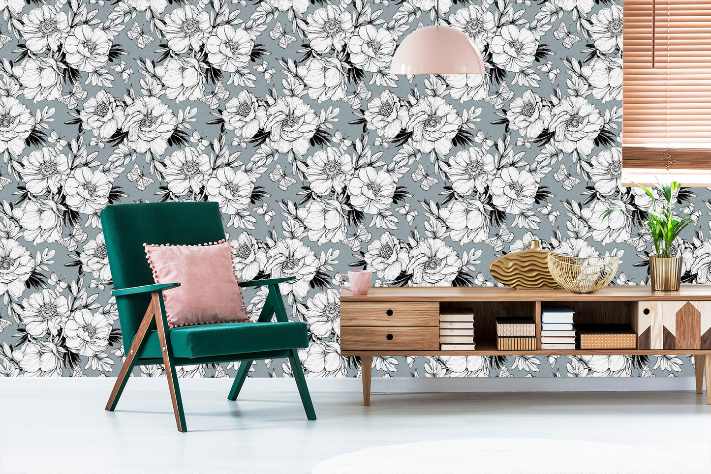 Wallpaper Stylish Peony Flowers